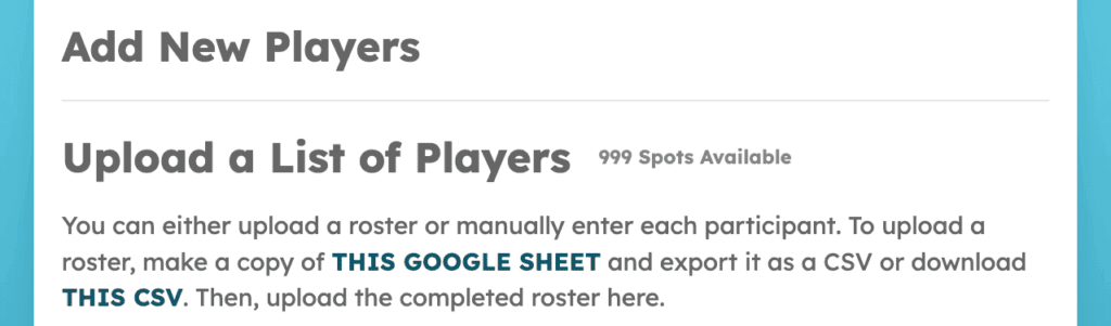Screenshot of the downloadable templates for player/student uploads on Gamably